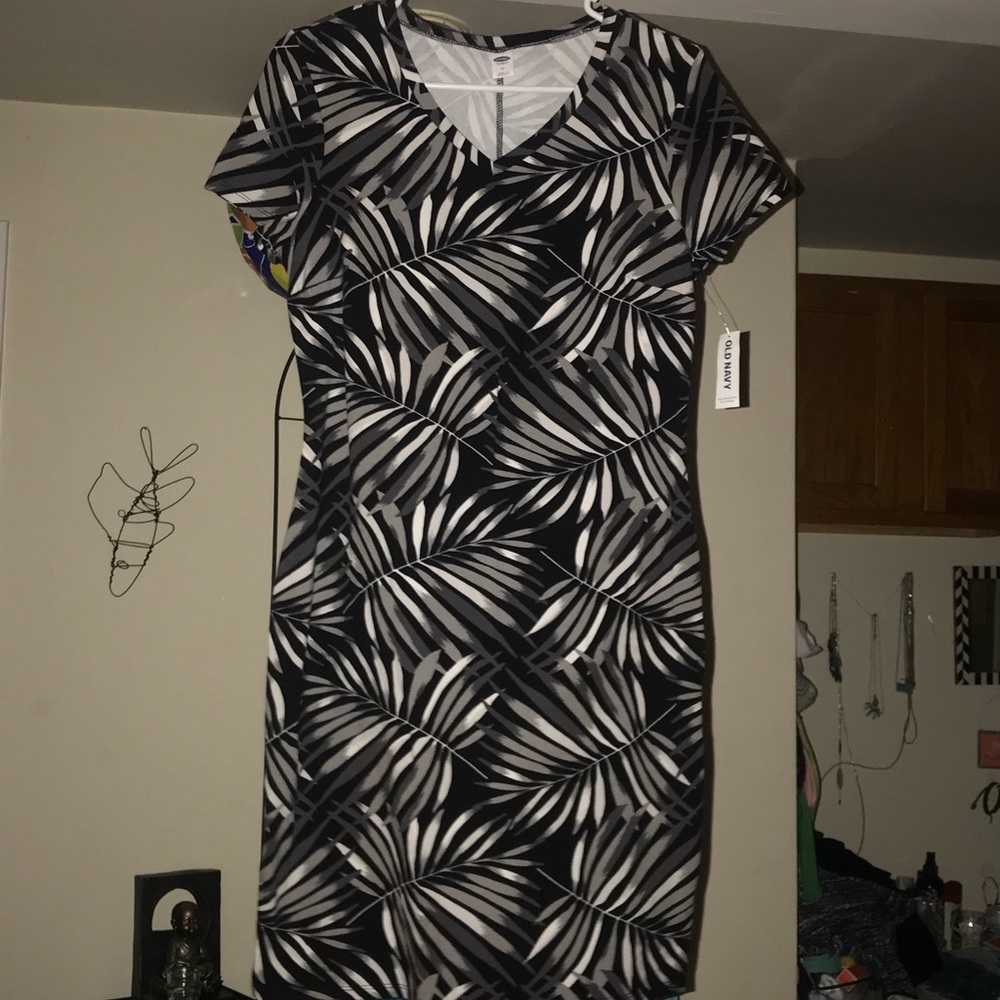 Palm print T-shirt dress